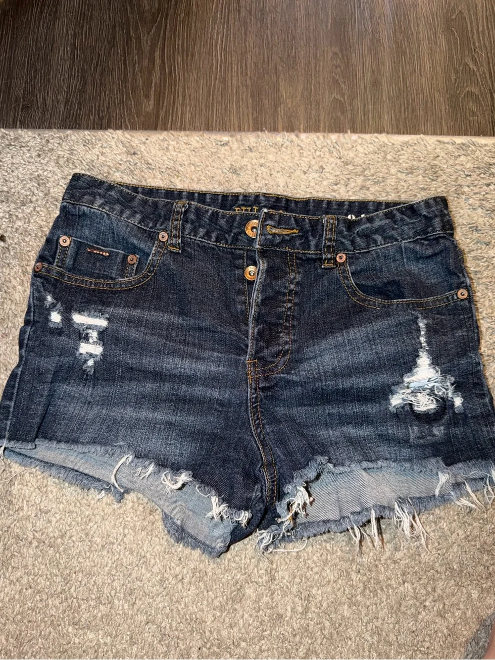 Dark Wash Distressed Womens Denim Shorts